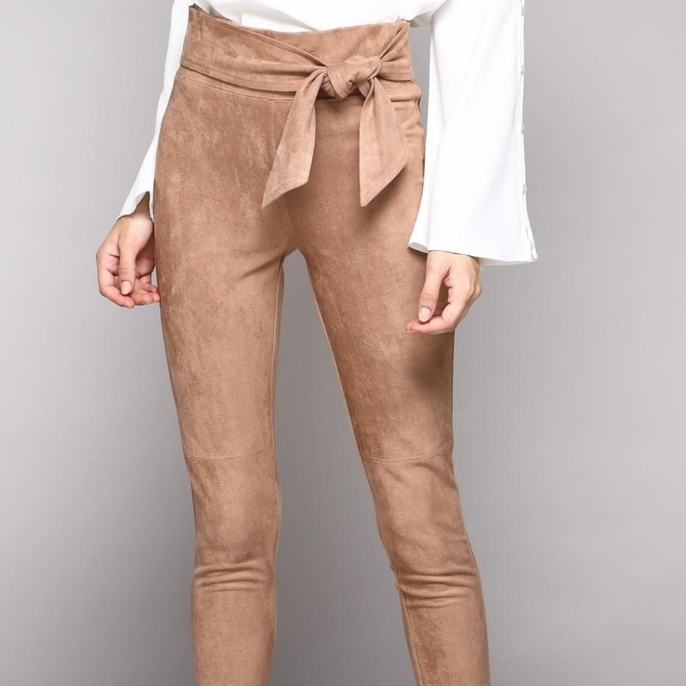 Faux Suede Tan Tie Legging - NWT
